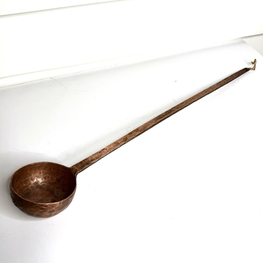 Antique Copper Hand Forged Long Ladle Spoon Hammered